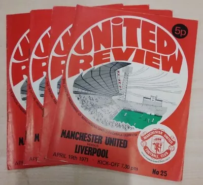 4 X 1971 Manchester United Home Football Programmes • £1.99