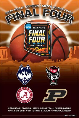 NCAA Basketball 2024 FINAL FOUR  POSTER  NC State UConn Purdue Alabama • $11.99