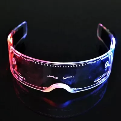 Cyberpunk Clear Lenses 7 Color LED Light Visor Glasses Goggles 4 Halloween Party • $10