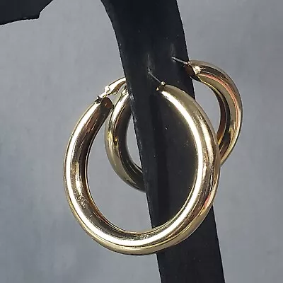 Dangle Hoop Earrings Gold Tone Mid Century Retro Modernist Boho Pierced 2  • $9.99