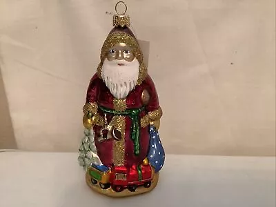 Folk Art Vaillancourt Polish Mouth Blown Glass Santa ￼Ornament  ( # 3 ) • $11