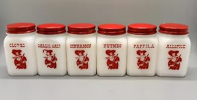 Vintage Milk Glass Shaker Set Musketeer Chef Spice Jars • $79