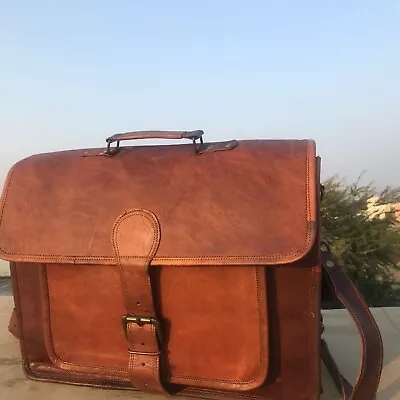 Shoulder Satchel Crossbody Men's Laptop Briefcase Brown Bag Leather Messenger • $75