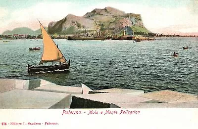 Vintage Postcard Palermo Molo E Monte Pellegrino Pier Harbor Ship Sicily Italy • $8.09