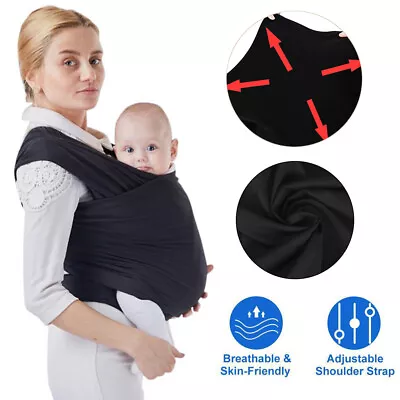 Baby Wrap Carrier Sling Stretchy Breastfeeding Cotton Baby Wrap Front Carrier UK • £12.90