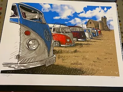 VW Bus Poster Texas VW Classic BUS Screenprint 2012 Signed # 6/100 TOM DOYLE • $150