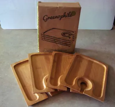 Greenophile Bamboo Wine & Hors D'Oeuvres/Snack Plates*Set Of 4*Box Included* • $6.25