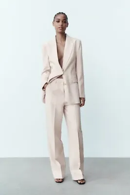 Nwt Zara Fitted Straight Cut Blazer Beige-pink - Ref. 7901/234 Xs • $49