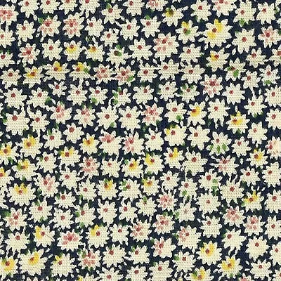 Vtg Petite Floral Daisy Fabric Ivory Pink Green Red Blue Cotton Blend 65 X 45  • $17.09