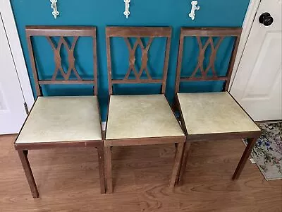 Vintage Folding Chairs Set Of 3 Leg O Matic Mid Century Modern Game Night RV • $150