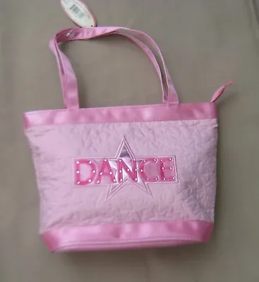 Tote Bag Dance Pink Quilted Star Rhinestone Detail Zipper Satin Straps NEW Tag • $19.95