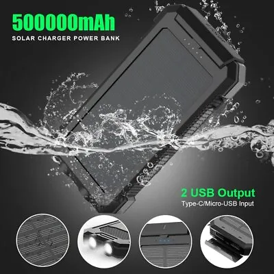 $32.39 • Buy 500000mAh Dual USB External Solar Power Bank LED Battery Charger For Cell Phone