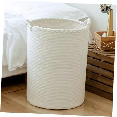  58L Woven Laundry BasketCotton Tall Laundry Hamper Large 15 D × 20 H White • $44.96