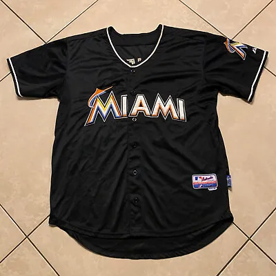 Majestic Miami Marlins Hanley Ramirez #2 Black Baseball MLB Jersey Size 50 Mens • $44.95