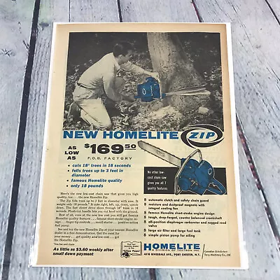 Vintage 1958 Homelite Chain Saw Genuine Magazine Advertisement Print Ad • $10.49