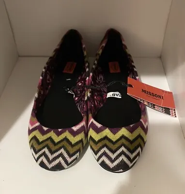 NWT Missoni For Target - Multicolor Zig-Zag - Knit Ballet Flats / Shoes - Size 8 • $28