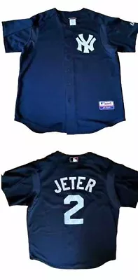 New York Yankees Derek Jeter #2 Jersey Embroidered Name & Number Navy Blue Large • $60