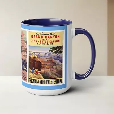Grand Canyon Vintage Travel Posters Mug  Hiking Zion Bryce National Parks 15 Oz • $24.99