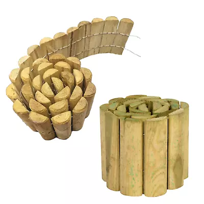 X 5 Log Rolls Garden Wooden Grass Border Lawn Edging Wood Flower Edge 10 M Long • £79.99