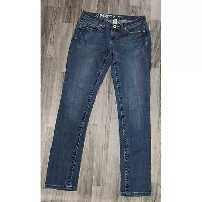 Mossimo Supply Co Juniors Size 9 Skinny Whiskered Denim Blue Jeans • $14.03