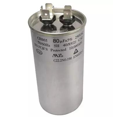 $18.88 • Buy Run Capacitor 80uF 80MFD 80 UF MFD 250VAC 250V AC SH CBB65 C.S2 50x100mm UL Cap