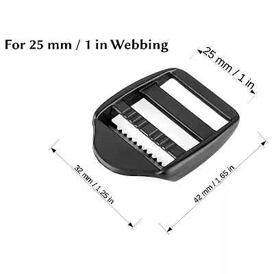 Ladderlock Rucksack Sliders Buckles For 25 Mm / 1 In Webbing Strap Black Plastic • £10.99