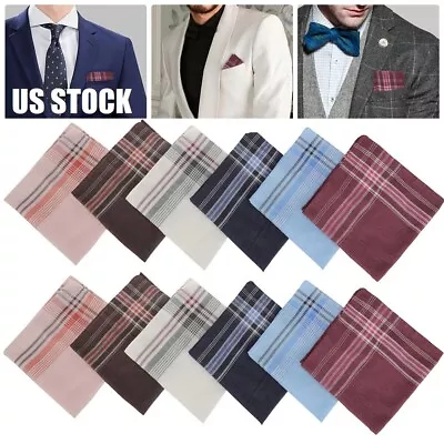 12Pcs Men Handkerchiefs Classic Hankies Cotton Hanky Pocket Square Perfect Gift • $10.27