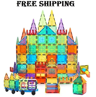 3D Set Magna Tiles Clear Colors Magnetic Building Toy Magnet Blocks Kids 85PCS.. • $47.99