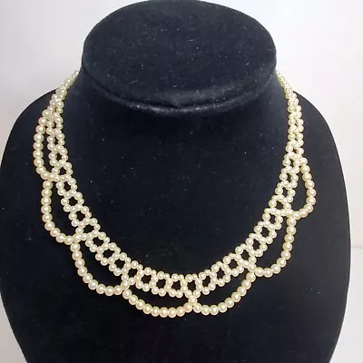 Faux Pearl Choker Necklace 16 -19  Ruth Bade Ginsburg Look Scallop Statement • $14.99