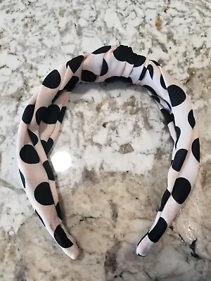 J. Crew Bow / Knot Cream & Black Polka Dot Soft Fabric Headband EUC! • $3.49