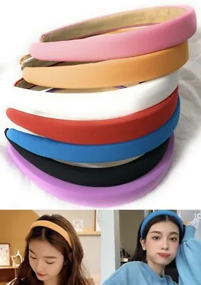 Plain RETRO Fabric Foam Thick ALICE BAND 20mm HEADBAND Hair Band Accessories UK • £3.45