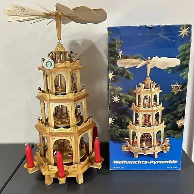 Wood Weihnachts Pyramide 4-Tier Christmas Nativity Pyramid Carousel German 58cm • $99.99