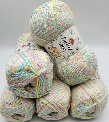 Eylul Variegated Double Knitting Crochet Yarn Wool - 5x100g Balls - Pastel Twist • £0.99