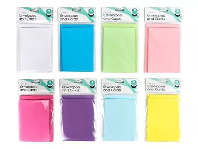 New Blank Cards & Envelopes 9 Colours C6 Size Card Making Pack Of 6 Craft DIY • $5.85
