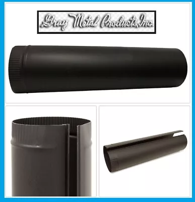 GRAY METALS - Black Stove Pipe 4  X 12  Long NEW! WOODSTOVE 24 GAUGE • $12.99