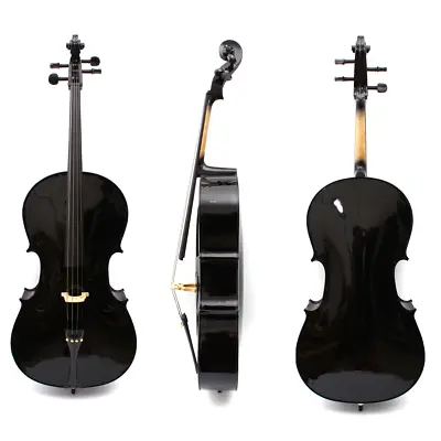 4 String Black Cello 4/4 Full Size Maple Spruce Ebony Fittings Hand Made Cello • $403.26