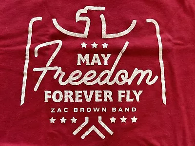 ZAC BROWN BAND May Freedom Forever Fly Red Concert T Shirt Women’s Size LARGE • $12.99