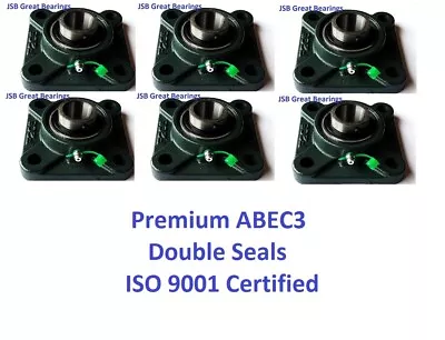 (Qty.6) UCF206-18 Premium Square Flange Bearings Double Seals ABEC3 1-1/8 Bore • $67.99