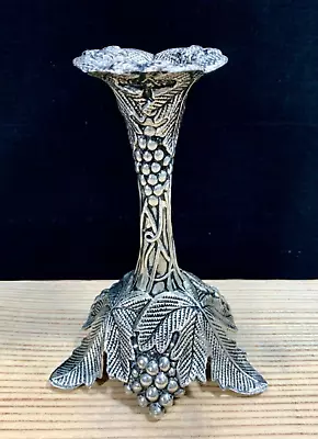 Vintage Candle Stick Holder Brass Silver Plated Grape Design Beautiful • $21