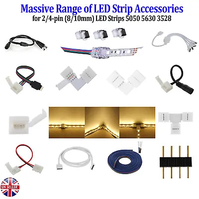 £12.05 • Buy 2pin 4pin Led Strip Rgb Extension Cable Wire Adapter Clip Connector 8mm 10mm