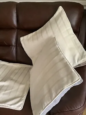 3 Jacquard Cream Striped Cushion Covers  • £15
