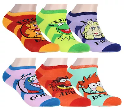 The Muppets Socks Adult Kermit Animal Miss Piggy Beaker Fozzie 6 Pack Ankle • £19.24