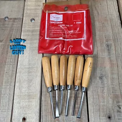 Vintage Craftsman Wood Carving Chisels Tool Set & Pouch 6 Pc # 3689 • $19.95