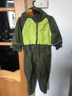 £6.99 • Buy Regatta Mudplay Kids Boys Girls  Rain Waterproof Suit Dinosaur Age 4-5