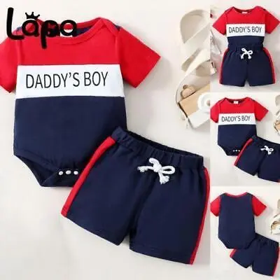 DADDY'BOY Toddler Baby Boys Summer T-Shirt Tops Shorts Outfits Clothes Set 2PCS • £1.29
