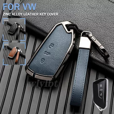 Zinc Alloy Leather Key Case Remote Fob Cover Holder For VW Golf 8 MK8 2020-2022 • $42.45