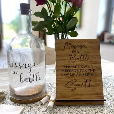 Message In A Bottle Wedding Guest Book And Personalised Wood Sign | Keepsake • $48.95