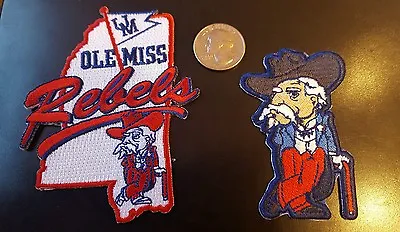 2 Ole Miss Rebels Colonel Reb Vintage Embroidered Iron On Patch 3  X 2/ 3.5 X 3  • $10.69