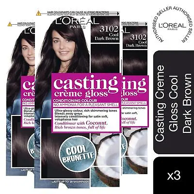 £20.99 • Buy L'Oreal Paris Casting Creme Gloss Semi Permanent Hair Dye, 3102 Dark Brown 3Pk