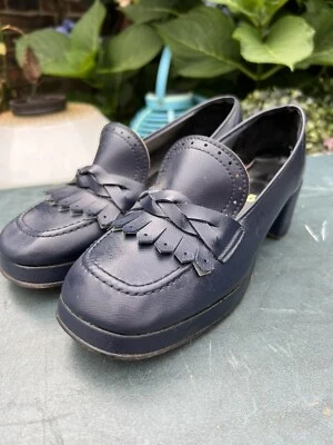 £39.99 • Buy Vintage 1960s Ladies Shoes Size 5 Blue Brogue Mod Skinhead Retro